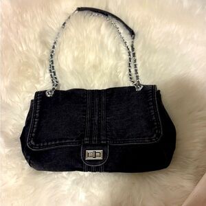Denim Black Chain Strap Women's Bag